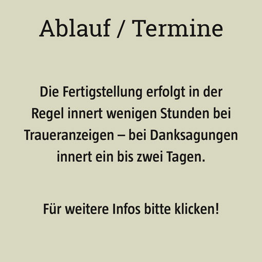 Ablauf und Termine für Trauerdrucksachen